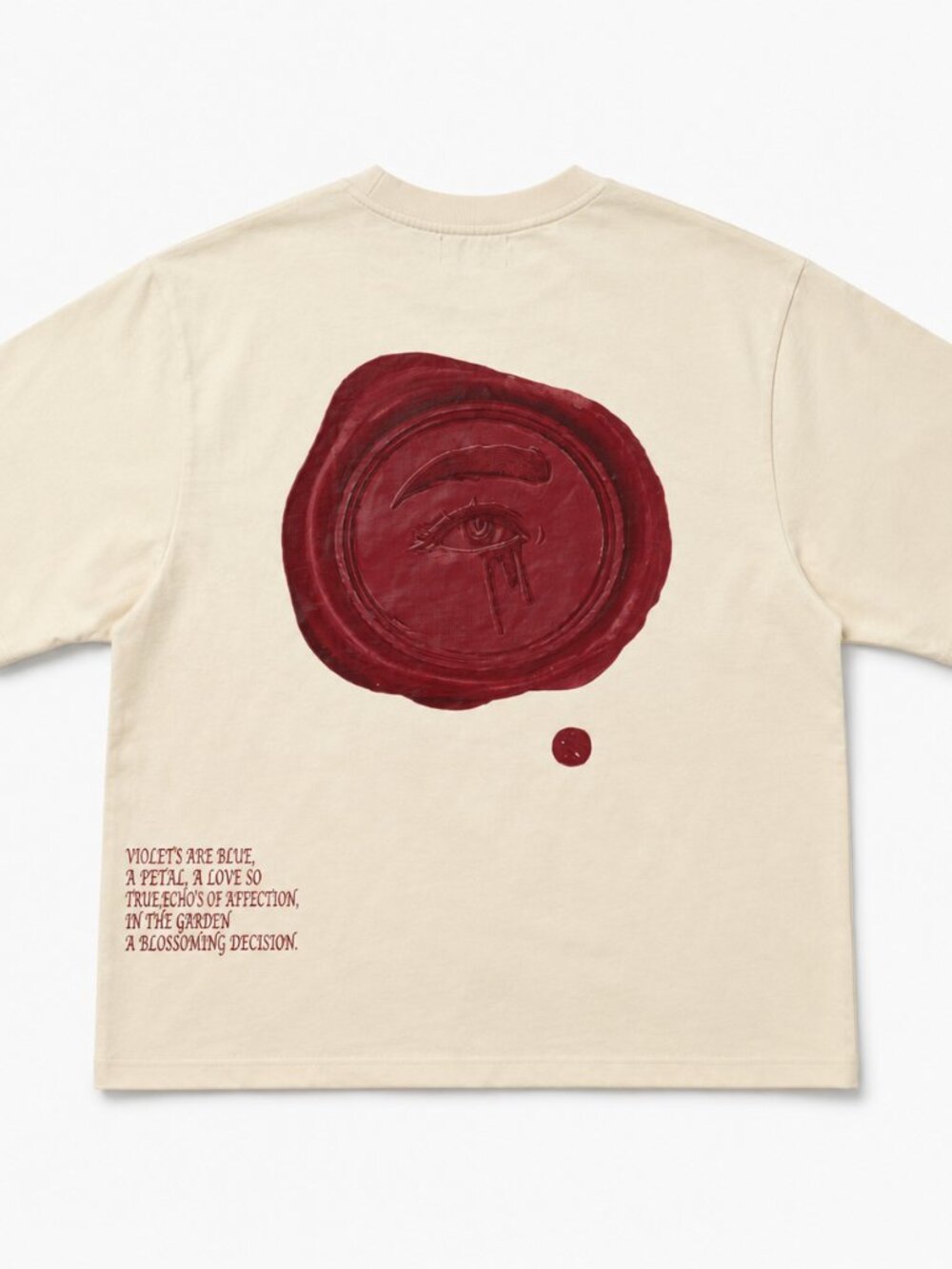 Visionary Club Letter To Your Heart Boxy Crop Tee Cream Red Graphic Shirt Size M - Picture 3 of 4